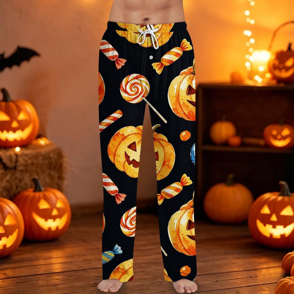 Men's Halloween Print Drawstring Lounge Pants Casual Sleepwear Soft Comfortable Fit Relaxed Style