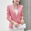 Women One Button Solid Color Lapel Long Sleeve Slim Blazer Coat Suit