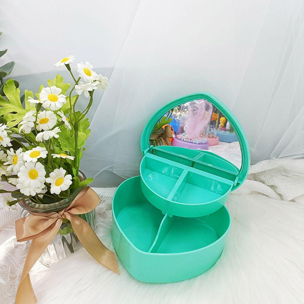 Heart-shaped Jewelry  Box Girls Makeup Storage Box Desktop Cosmetic Organizer Sundries Container