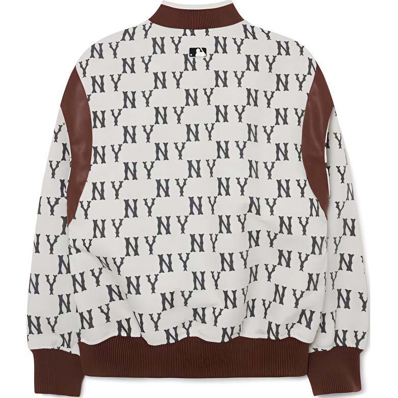 MLB New York Yankees Letter Print Color Block Jacket Unisex Jacket Off-White 3AJPM0131-50CRS