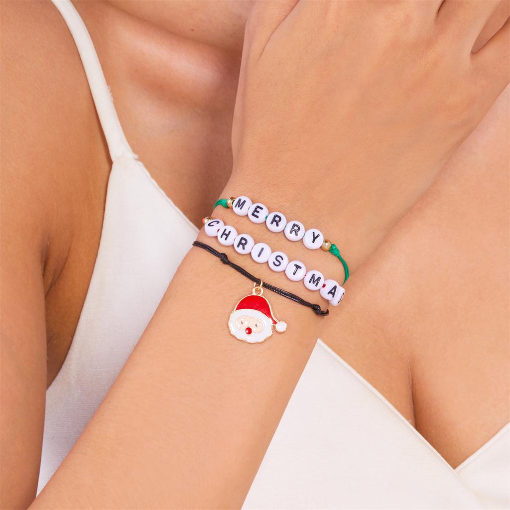 Christmas Bracelet Set Stretch Bracelets with Christmas card Heishi Surfer Bracelets  bracelets for Women xmas gifts