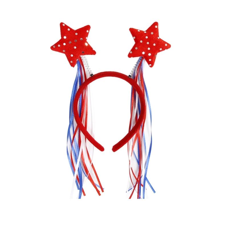 Independence Day Headbands With Double Heart Design And Stripes July 4th Parades Headbands Hair Decors For Celebrations