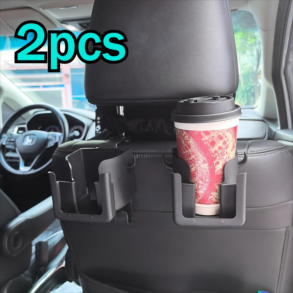 Car Seat Back Organizer with Cup Holder, Phone Mount,and Hooks-Fits Most Vehicles,Holds Water Bottles,Bags-Rear Seat Cup Storage