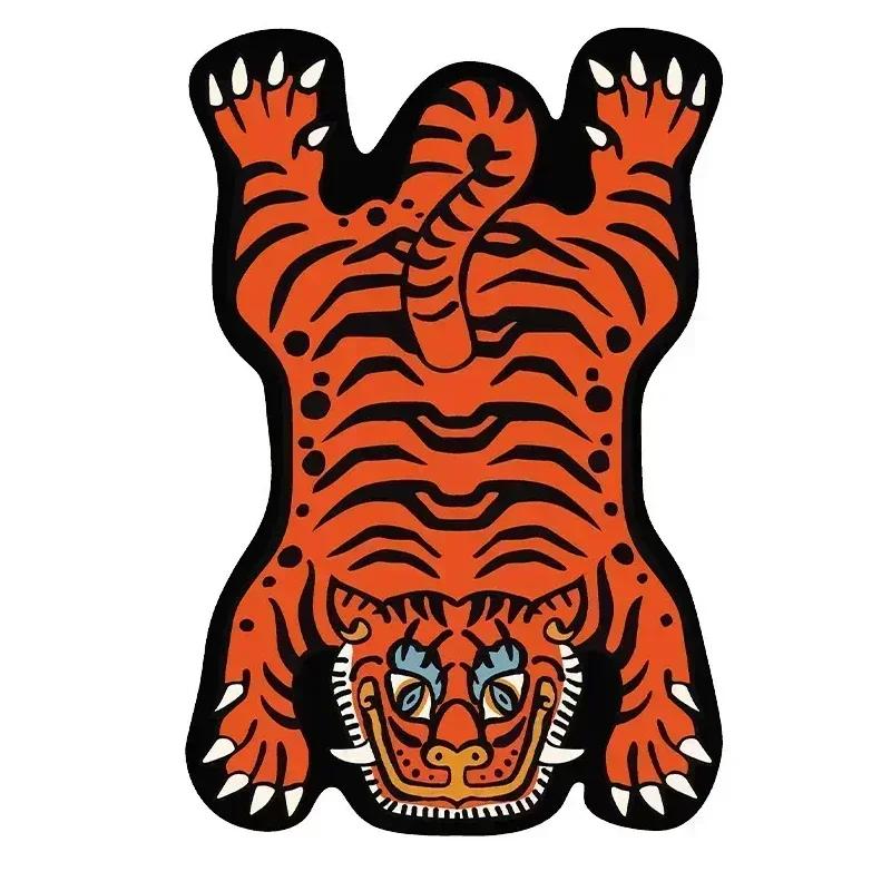 Bedroom Carpet Anti-slip Dirt-resistant Wear-resistant Living Room Rugs Tiger Interesting Pattern Home Decoration Floor Mat