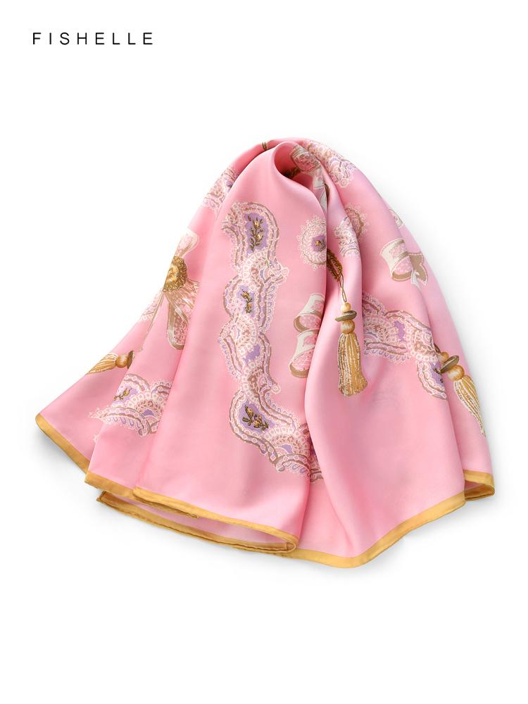 New pink lady style printed natural silk square scarf women spring autumn real silk twill scarves luxury adults shawl