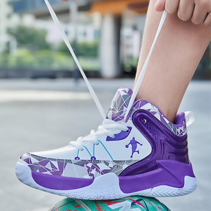 Pantofi de baschet cu talpă moale pentru copii, din piele, confortabili și rezistenti la uzură, pantofi sport cu vârf mediu, pantofi de sport pentru adolescenți, băieți