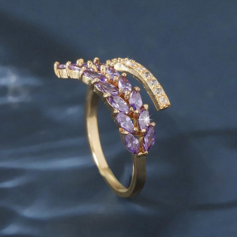 

Нишевое высококлассное не тускнеющее кольцо в виде колоска для женской моды, простые и универсальные кольца opening adjustable фиолетовый