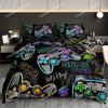Set Copripiumino Gaming Gamer Matrimoniale, Set Biancheria da Letto Videogiochi per Bambini, Ragazzi, Moderni Ragazzi Cartoni Animati Gamepad Set Copripiumino