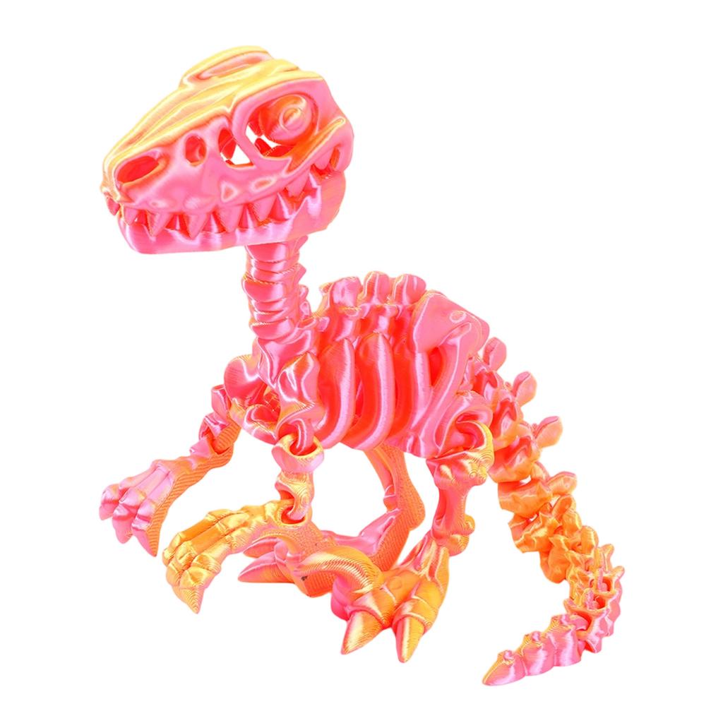 3D Printed Articulated Raptor Skeleton Figurine Dinosaur Bones Poseable ModelToy For Home Office Decors and Collector
