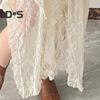 Retro-Rock, elastischer Midirock mit hoher Taille und Spitze, unregelmäßiges Design, französischer Retro-Stil, Stickerei, Spitze, Blume, langer Rock