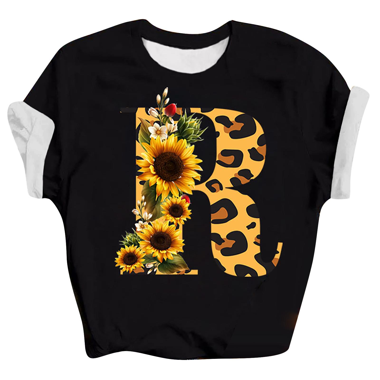 

(SU)Женские модные повседневные топы с принтом, рубашки с короткими рукавами, пуловеры с круглым вырезом, футболки