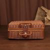 Portable PP Rattan Baskets Picnic Storage Basket Retro Wicker Suitcase Woven Hand Gift Box Sundries Cosmetic Organizer Boxs