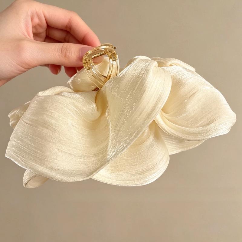 Korean Style Pleated Cloud Crab Claw Hair Clip Mesh Flower Bud Hair Clip Shark Clip Women Accessories