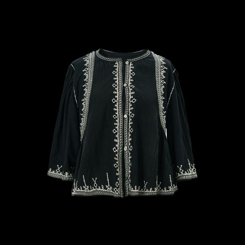 Blacknini "Holiday Set" Italy Heavy Twist Sea Island Cotton Embroider New Chinese Short Coat/Sling