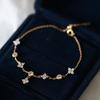 ZAKOL Shiny Zircon Inlaid Four-leaf Flowers Chain Bracelet for Women Niche Simple Desgin Stacked Bracelets Party Accessories