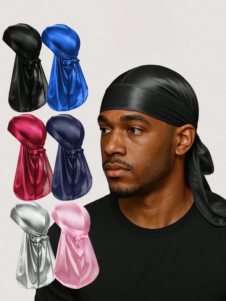 Durag Unisex Setoso con Coda Lunga Cappello da Pirata Turbante Fasce alla Moda Fascia per Capelli Berretto Bandana Donne Uomini Copricapi Berretti Hijab Accessori per Capelli