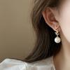 Real Gold Electroplated Zircon Letter Pearl Stud Earrings French Retro Earrings Women