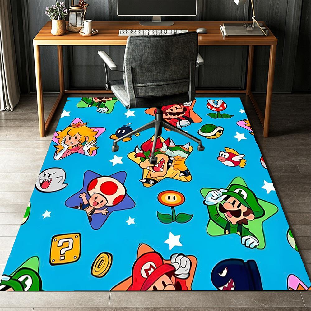 Mario Printed Carpet Rug for Office Chair Living Room Bedroom Kitchen Room Decor Gifts