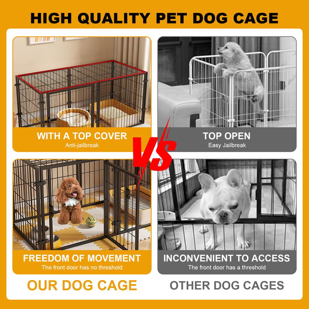 48 Inch Puppy Playpen Easy Assemble Heavy Duty Wire Dog Crates with Door Dogs Cage Kennel Stackable for Puppies and Small Dog