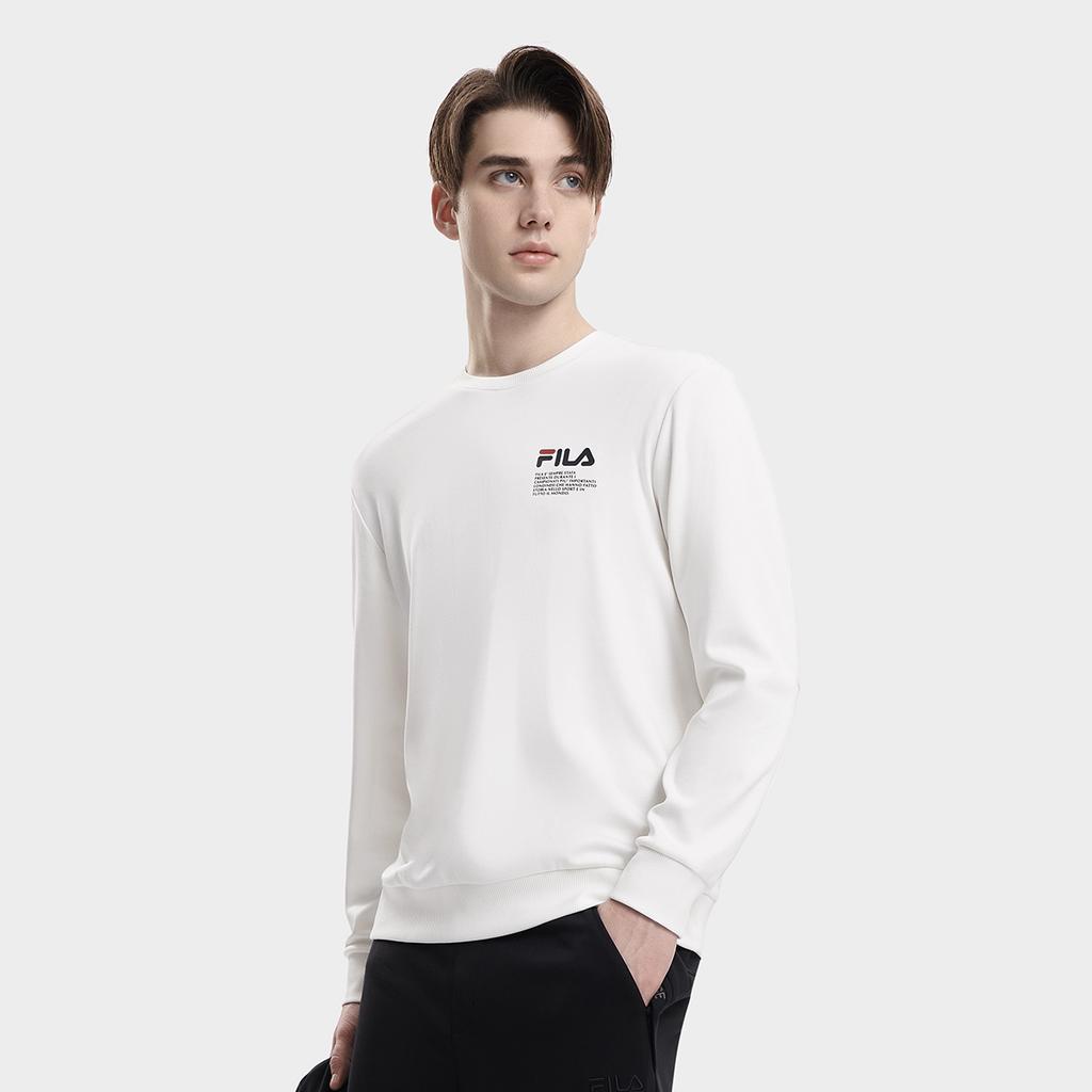 Fila 2023 Autumn New Simple Long Sleeve Round Neck Knit Sweatshirt Men Sweatshirt Cloud-Mushroom-White F11M338201FWT