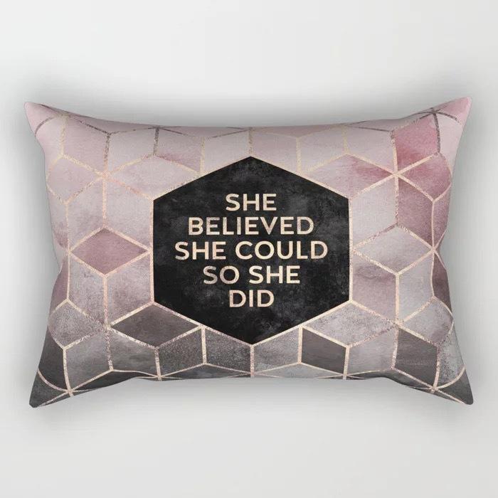 Geometric Letter Peach Leather Velvet Pillowcase Office Car Pillowcase