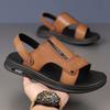 New Summer First-layer Cowhide Men's Beach Shoes, Leather Sandals, Leather Sandals, Non-slip Slippers, Breathable Men's Shoes