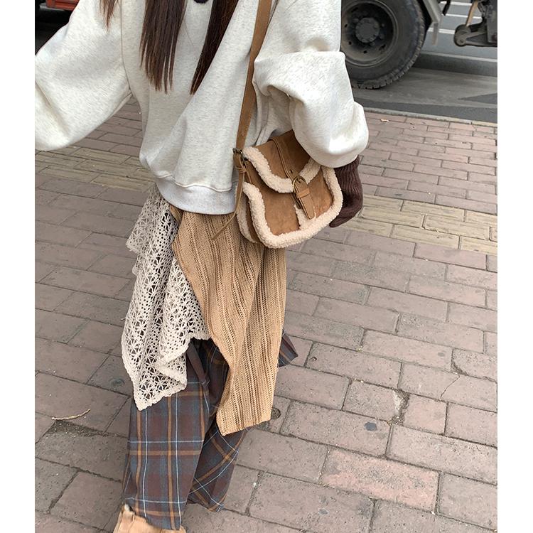 DIMANAF 2025 Autumn Spring Women New Skirts Plaid Loose Elastic Waist Pleated Elegant Long Skirts
