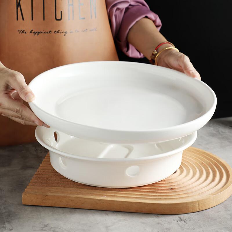 Nordic Ceramic Deep Plate with Heating Stand