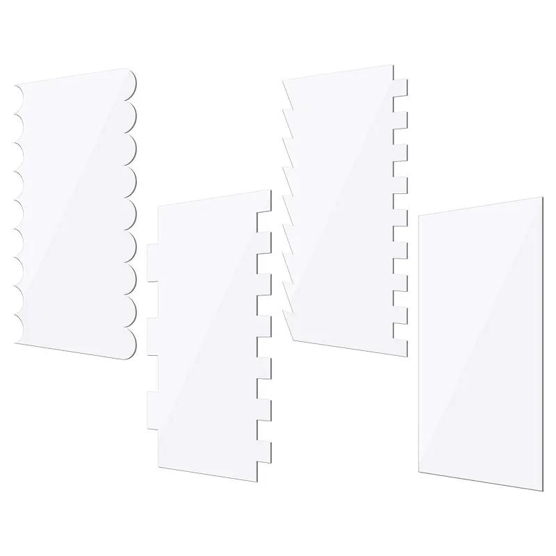 YOMDID 4/6PCS Cake Cream Scrapers Acrylic Cake Decor Saw Tooth Smoother Butter Cream Contour Pastry Dessert Making Baking Tools