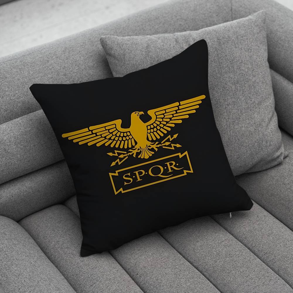 Retro Spqr Roman Empire Pillow Case Antidustmite Pillowcase Invisible Zipper Silky Short Plush Sofa Cushion Cover