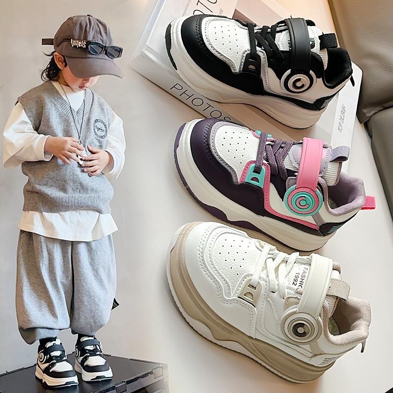 Children's Shoes Girls' Sports Shoes Spring Middle and Large Children's Boys' Running Shoes Leather Dad Shoes