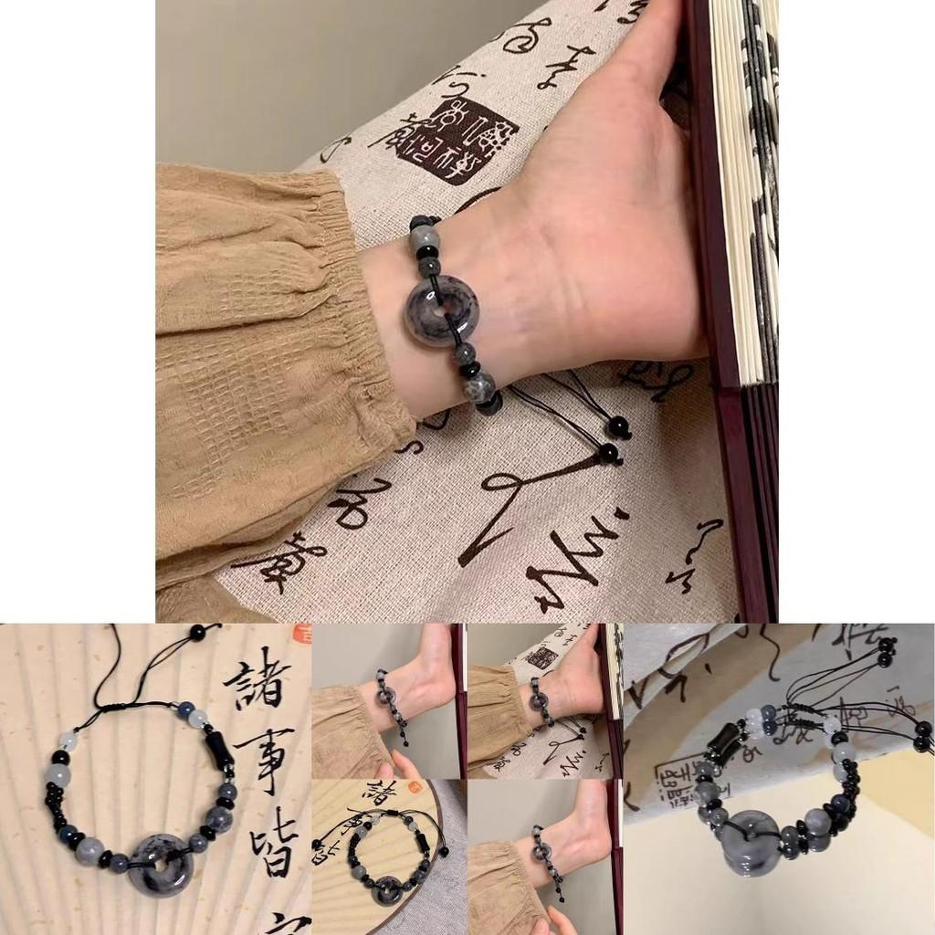 Premium Black Resin And Stone Beaded Bracelet Handcrafted For Women