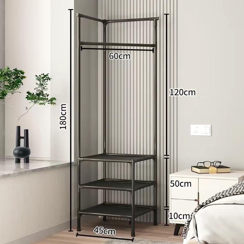 Multifunctional Corner Storage Rack for Clothes and Shoes – Detachable, Wall-Mounted Shelf for Bedroom