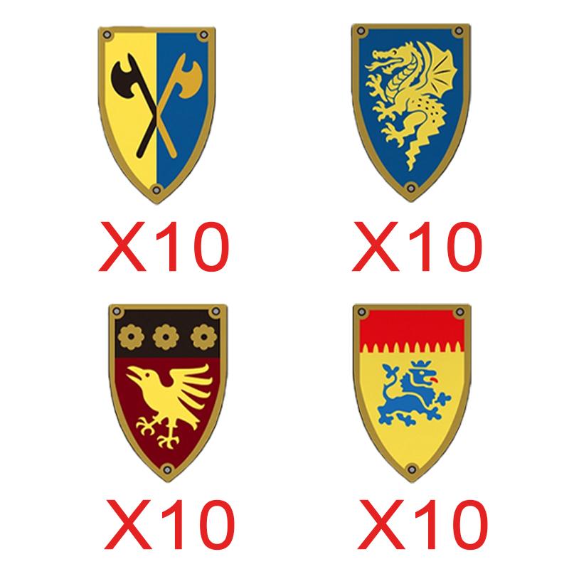 MOC Medieval Building Blocks Character Accessories Shields Armor Vests Warhorses Flags Set Mounts Toy Gifts Compatible Bricks