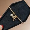 Pulseira Ajustável com Pingente de Cruz para Mulheres com Enfeites de Zircônia Joia da Moda Tendência Presente