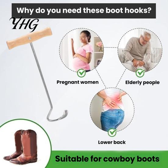 Pregnant Women Shoe Tool Boot Jack with Long Handle, Easy Removal Portable Shoehorn, Non-slip Grip Entryway Organizer Sturdy Iron Construction