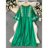 Spring Clothing Ethnic Style Retro Embroidered Flared Sleeve Dress