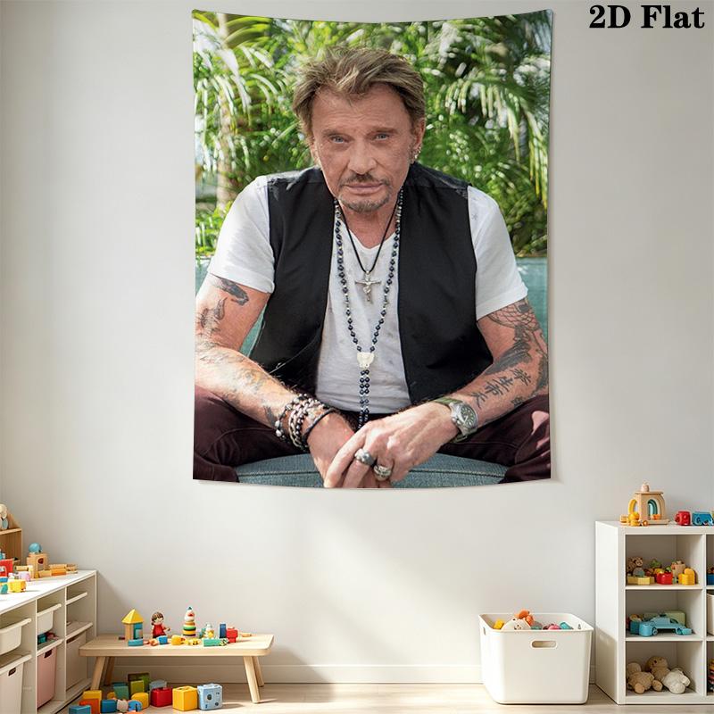 Johnny Hallyday Legend Music Tapestry Background Cloth Fashion Print Homestay Soft Decoration Tapestry Soft Wall Decoration
