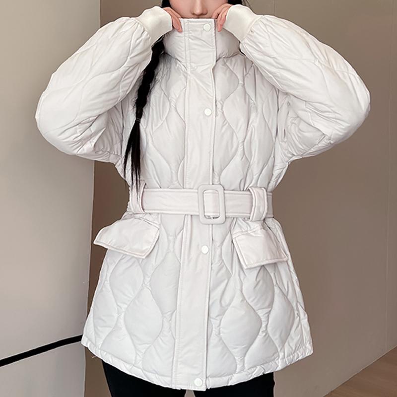 Fashion Winter Woman Parkas With Belt Loose Thick Warm Jackets Women's Coats