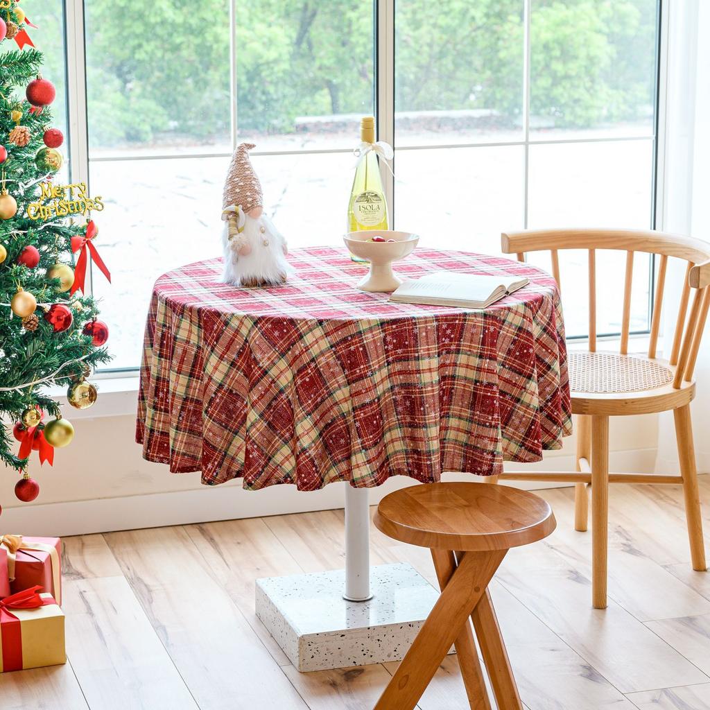 Party Table Cloth Christmas Day Winter Chinese New Year Decorations Indoor Table Fabric Checked Cover Cloth