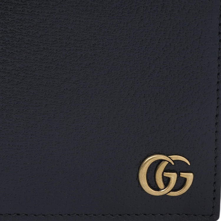 Gucci Black Leather GG Marmont Large Bi-Fold Wallet 428726-DJ20T-1000