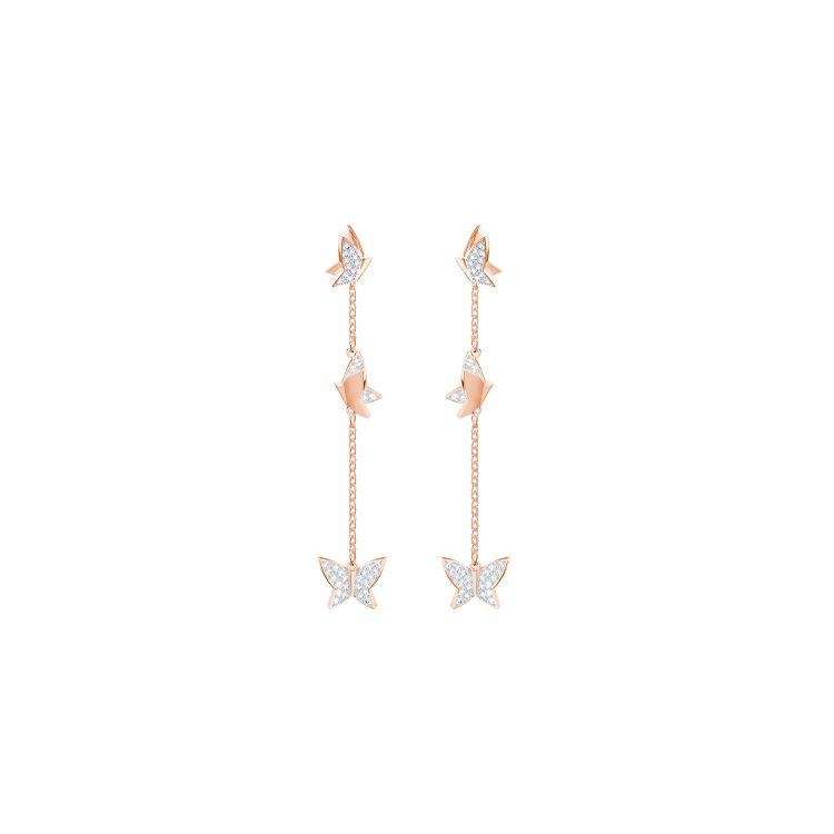 Swarovski Lilia Romantic Butterfly Long Earrings Women earrings Rose-Gold 5382364 Rose Gold
