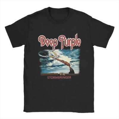 Deep Purple T Shirts Men's 100% Cotton Funny T-Shirts Round Collar Tees Short Sleeve Tops Plus #Color