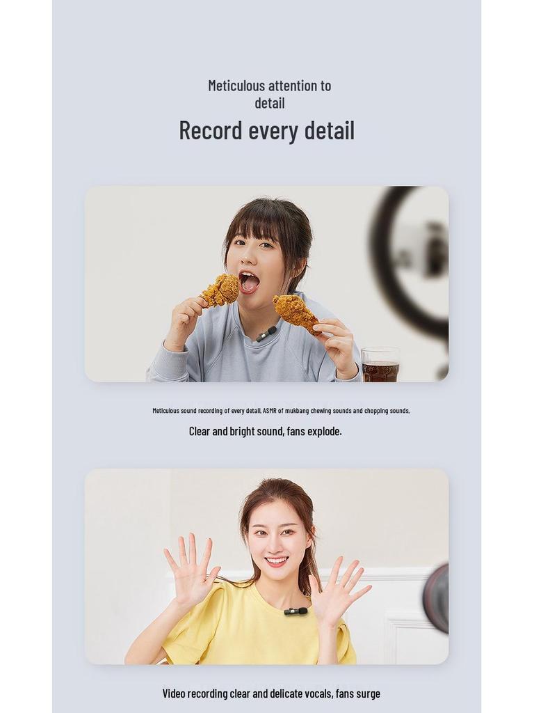 Dual Wireless Lavalier Microphone for Outdoor Live Broadcasts and Video Recording with Noise Reduction