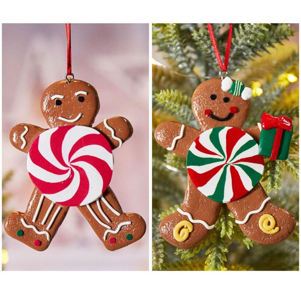Cartoon Gingerbread Man Vianočné závesné prívesky Mäkká hlina Xmas Tree Decoration Festival
