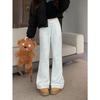 Women's Gray Low-Waist Flare Pants - 2025 Spring Drawstring Casual Slimming Straight Leg Trousers