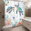 Sea Turtle Shower Curtain – Whimsical Underwater Scene With 2 Turtles, Coral Reef, Jellyfish & Fish On White, Waterproof