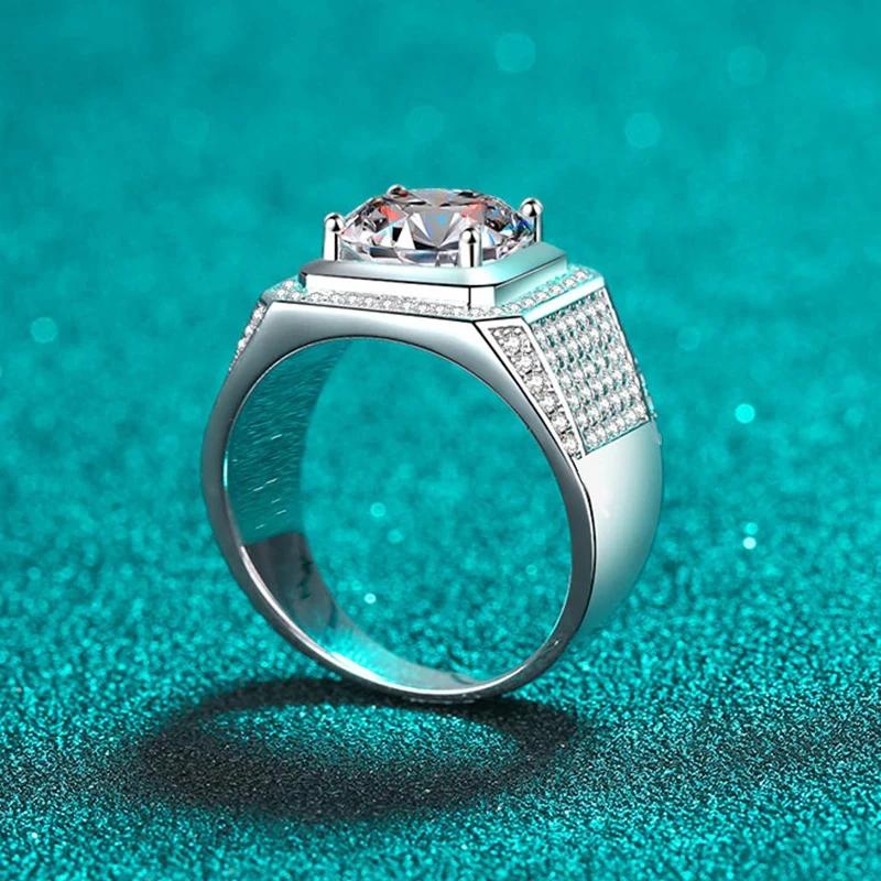D Color 10 Carat Moissanite Ring for Men S925 Sterling Silver Plated with White Gold Luxury Man Wedding Ring Fine Jewelry