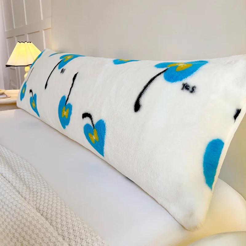 120/150/180cm Long Pillowcase Thick Plush Print Couple Lover Double Pillow Cover Home Sleeping Body Pillow Cover Home Decor