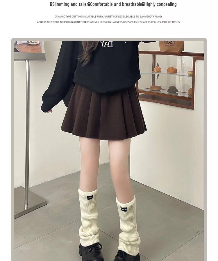 Women's 2025 A-line White Mini Pleated Skirt - Slimming Woolen JK Style for Autumn/Winter